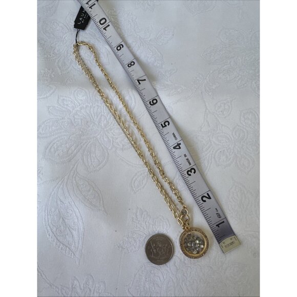 Laundry Floating Charm Circle Goldtone Chain Statement Necklace 19" NEW - Picture 9 of 10